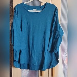 NEW Kirkland Signature Ladies Crew Neck Slub Knit Top with 3/4 Sleeves Size XL